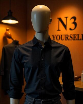 Black Long-Sleeve Fitted Shirt