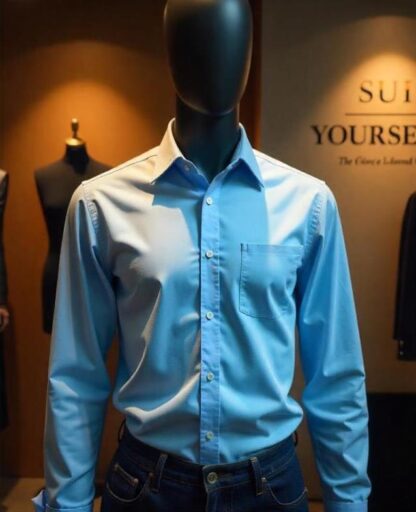 Light Blue Long-Sleeve Fitted Shirt